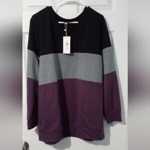 Purple and Gray Full Sleeve Boxy Sweatshirt